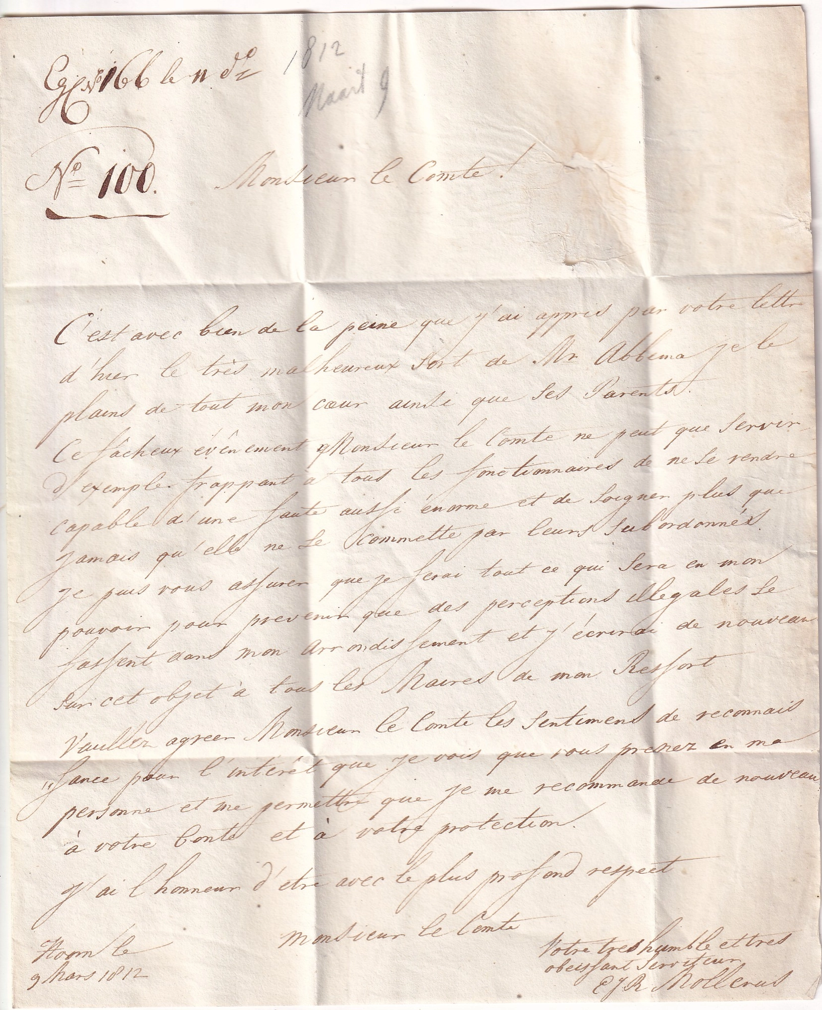2 MARQUE 118 HOORN PAYS BAS NEDERLAND FRANCHISE SOUS PREFET DE L'ARROND DE HOORN POUR AMSTERDAM 1812