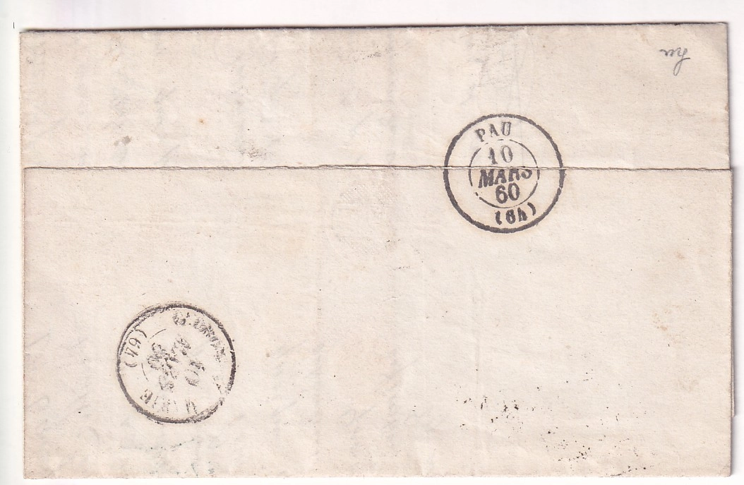 1 N°14 GRILLE DE BAYONNE BASSES PYRENEES POUR OLORON 9 MARS 1860