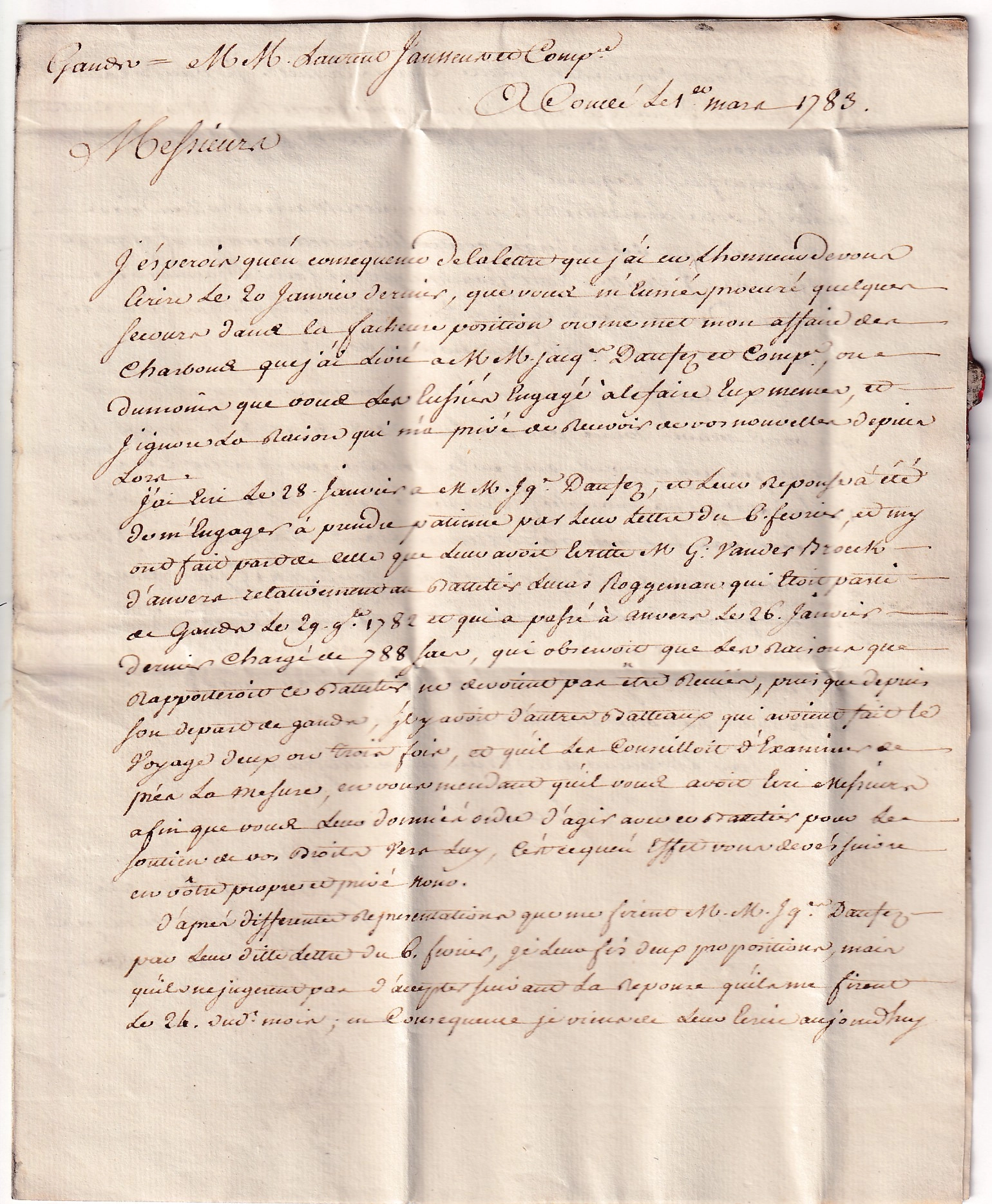 1 MARQUE CONDE NORD 1753 LENAIN N°3 INDICE 22 POUR GAND BELGIQUE