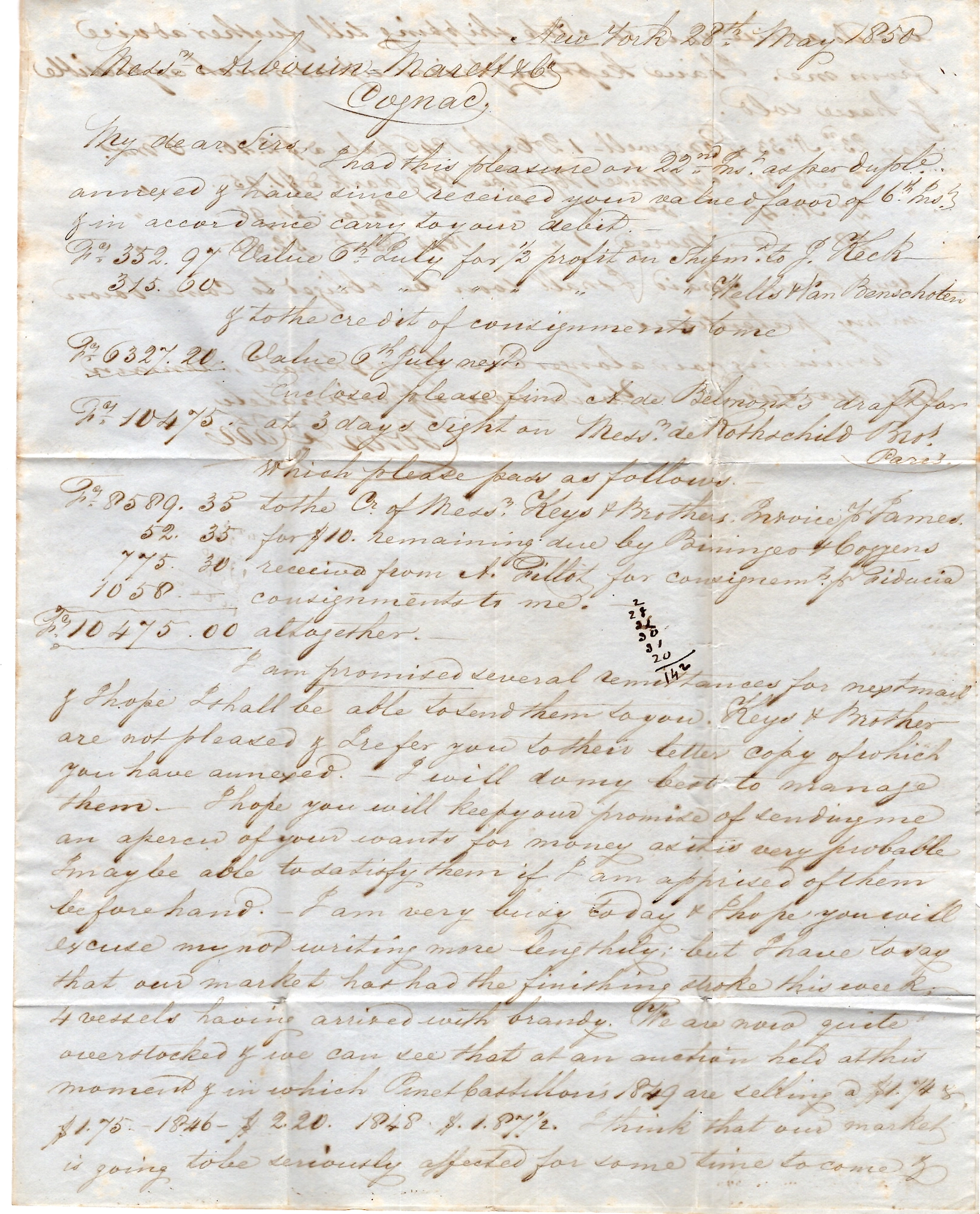 2 ETATS UNIS LETTRE BALTIMORE 1850 + AMERICA JUL 10 A 500 POUR COGNAC PAR HIBERNIA