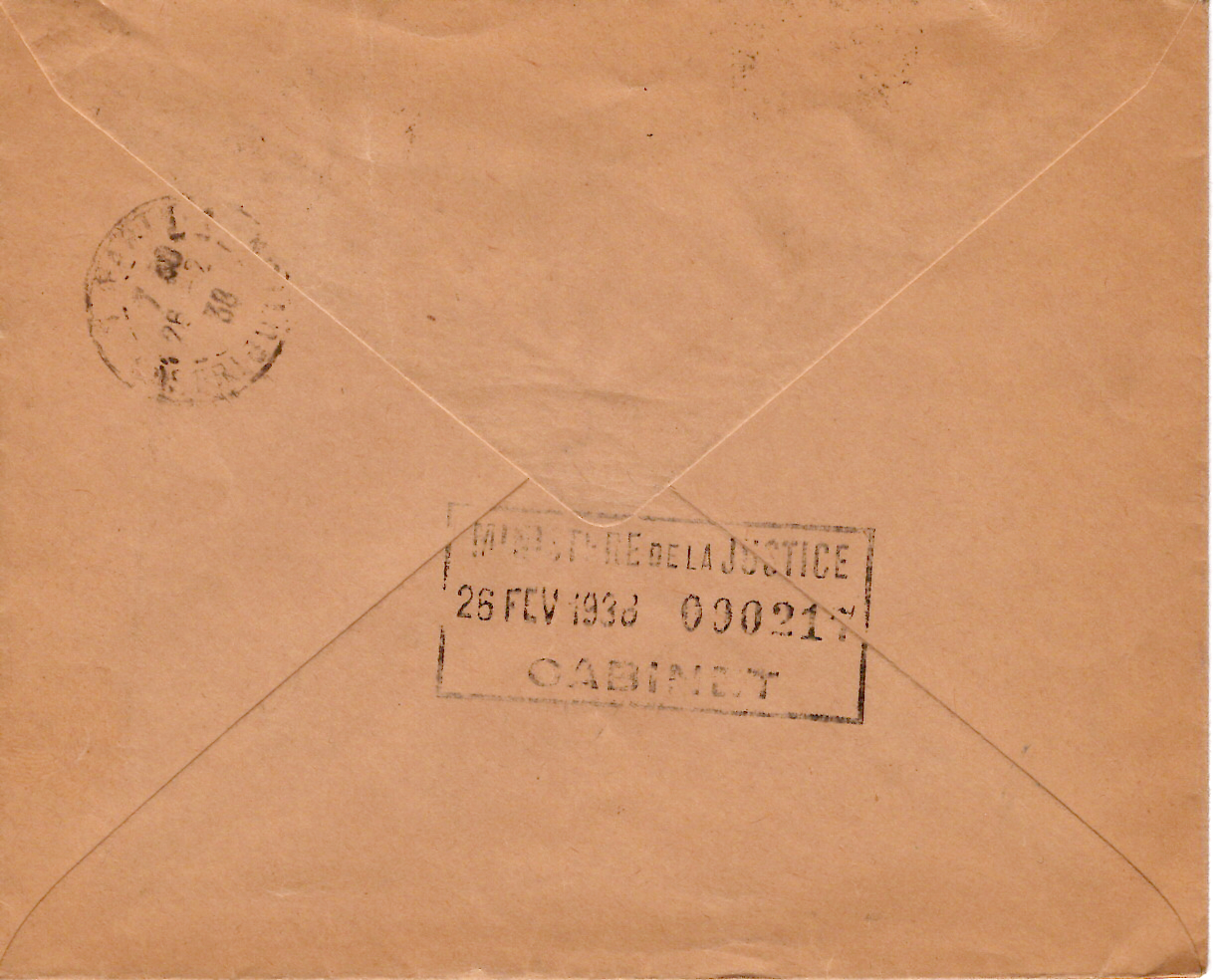 1 N° 336 SEUL LETTRE REC FRANCHISE BOULOGNE BILLANCOURT 25.2.1936