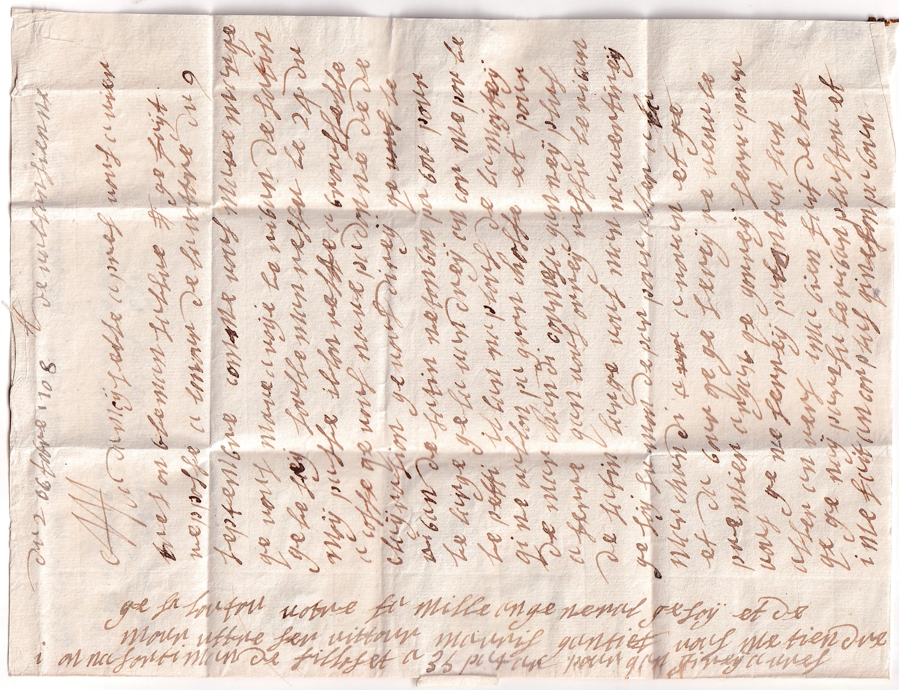 3 MARQUE DE VALENCIENNES NORD 1708 LENAIN N°2 INDICE 19 POUR ANVERS BELGIQUE