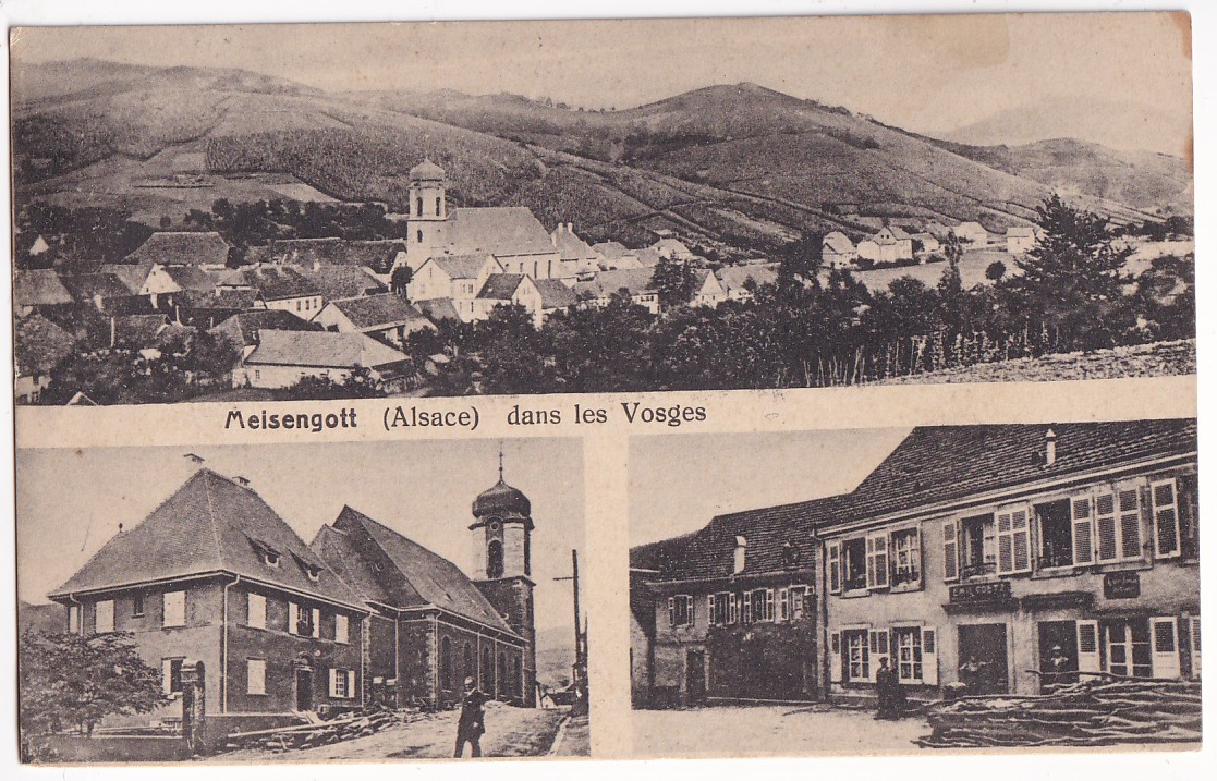 2 N°130 AMBULANT ALSACE LORRAINE 1919 POUR MULHOUSE CARTE POSTALE MEISENGOLT MAISONSGOUTTE BAS RHIN