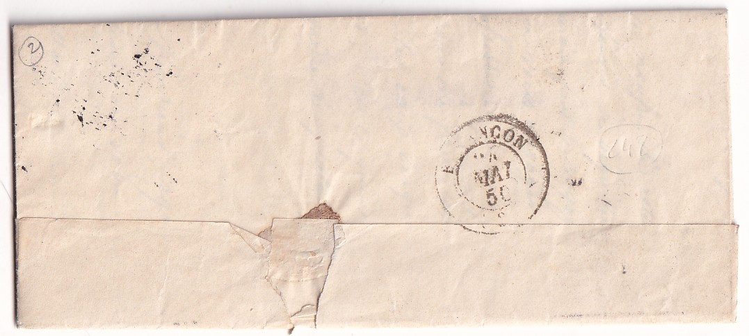 2 N°3 GRILLE CAD TYPE 14 MORTEAU DOUBS 25 MAI 1850 POUR BESANCON DOUBS