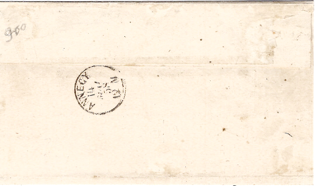 1 SARDE 20C 4 BELLES MARGES LETTRE CRUSEILLES 13 MAI 1858 SUPERBE BUREAU RARE