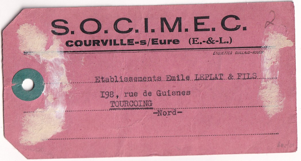 1 N°971 972 SUR ETIQUETTE RECOMMANDE ROSE ECOMMOY SARTHE 1954 POUR TOURCOING NORD