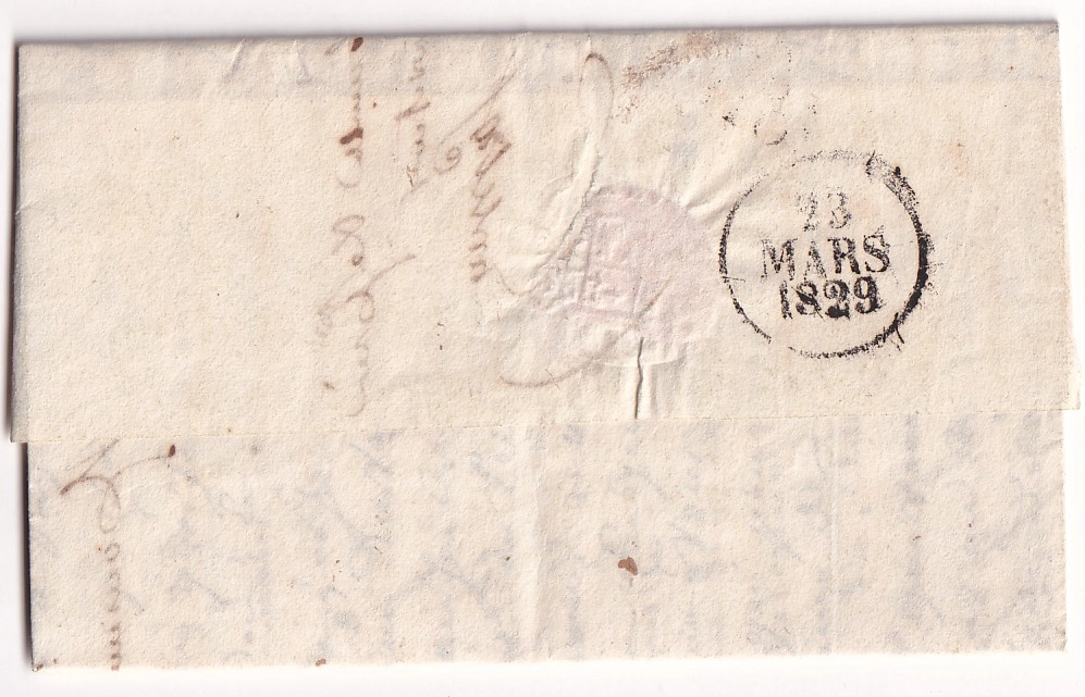 1 DOUBLE CURSIVE 37 LES ECHELLES VOIRON 1829 POUR GRENOBLE INDICE 20