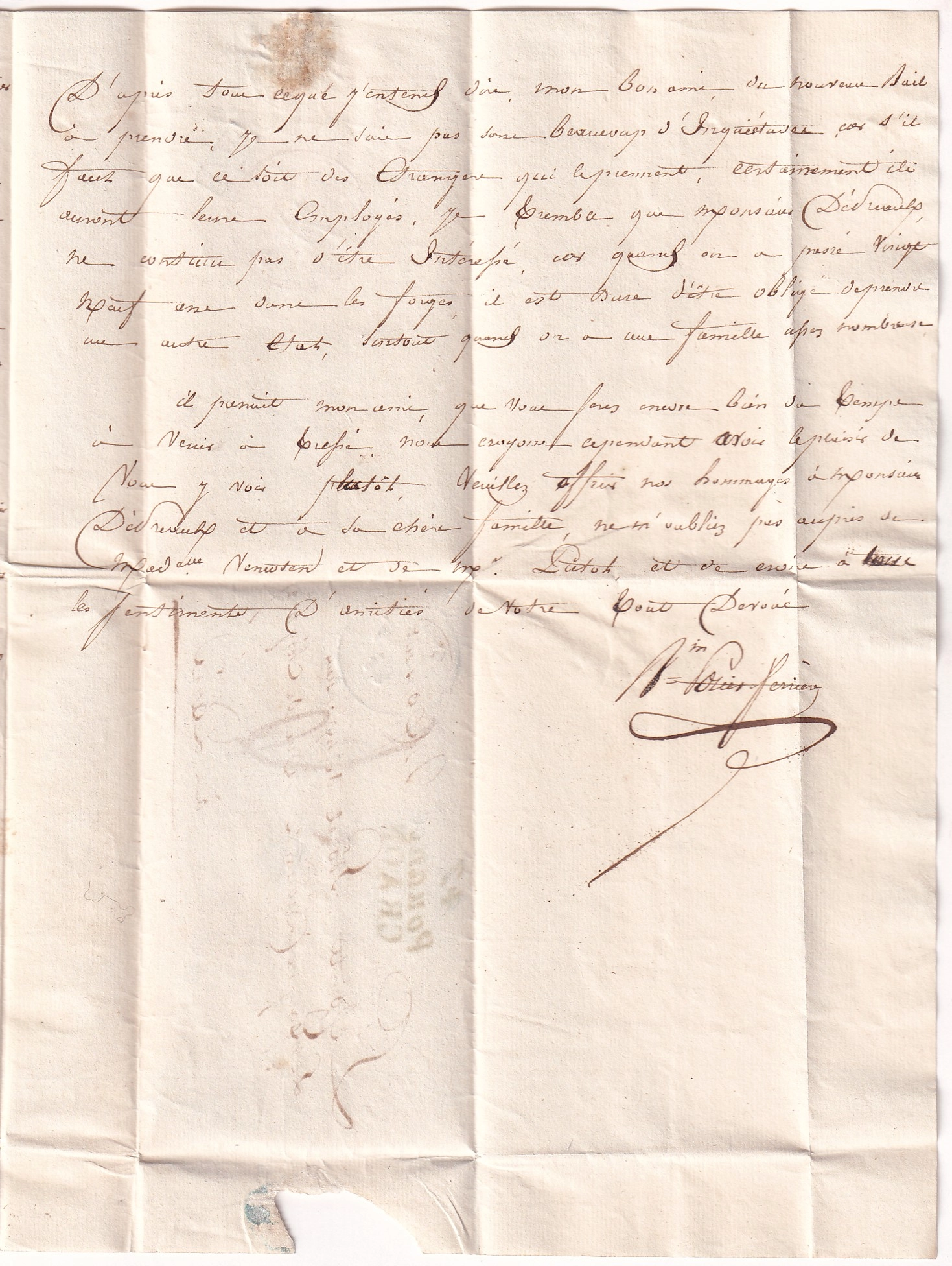 4 DOUBLE CURSIVE 47 POUANCE CRAON MAINE ET LOIRE 1830 POUR PARIS INDICE 19
