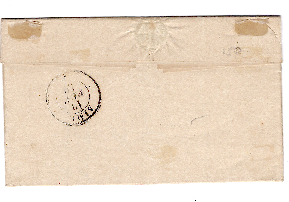 1 SARDE 20C BELLES MARGES BOURG ST MAURICE 19 FEV 1860 LETTRE AIME SAVOIE