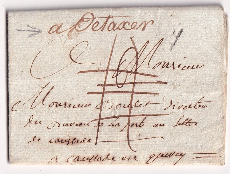1 DEBOURSE DE CAUSSASE TARN ET GARONNE 1792SUR LETTRE DE PARIS MENTION A DETAXER TAXE ANNULEE