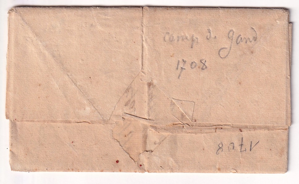 1 ARMEE DES FLANDRES TEXTE DU CAMP DE GAND BELGIQUE 1708 POUR TOULOUSE