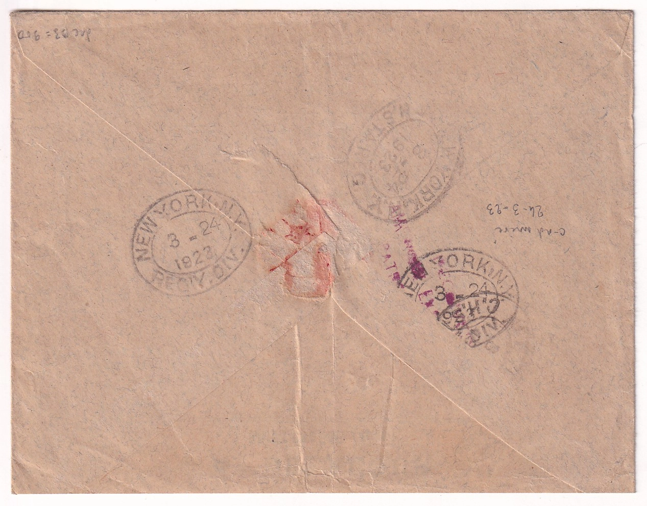 1 N°168 ORPHELINS DE GUERRE SEUL LETTRE RECOMMANDE ST CLAUDE JURA 1922 POUR NEW YORK USA
