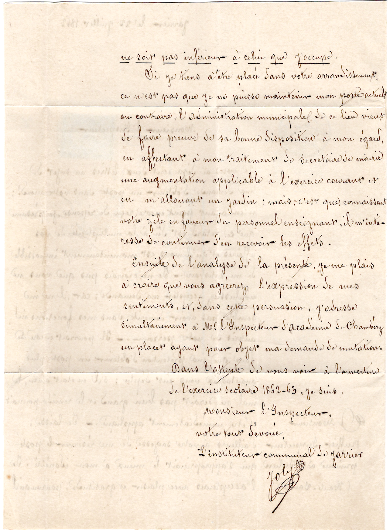 3 N° 14 PC TYPE 15 ST JEAN MAURIENNE 24 JUIL 1862 LETTRE BOITE P JARRIER